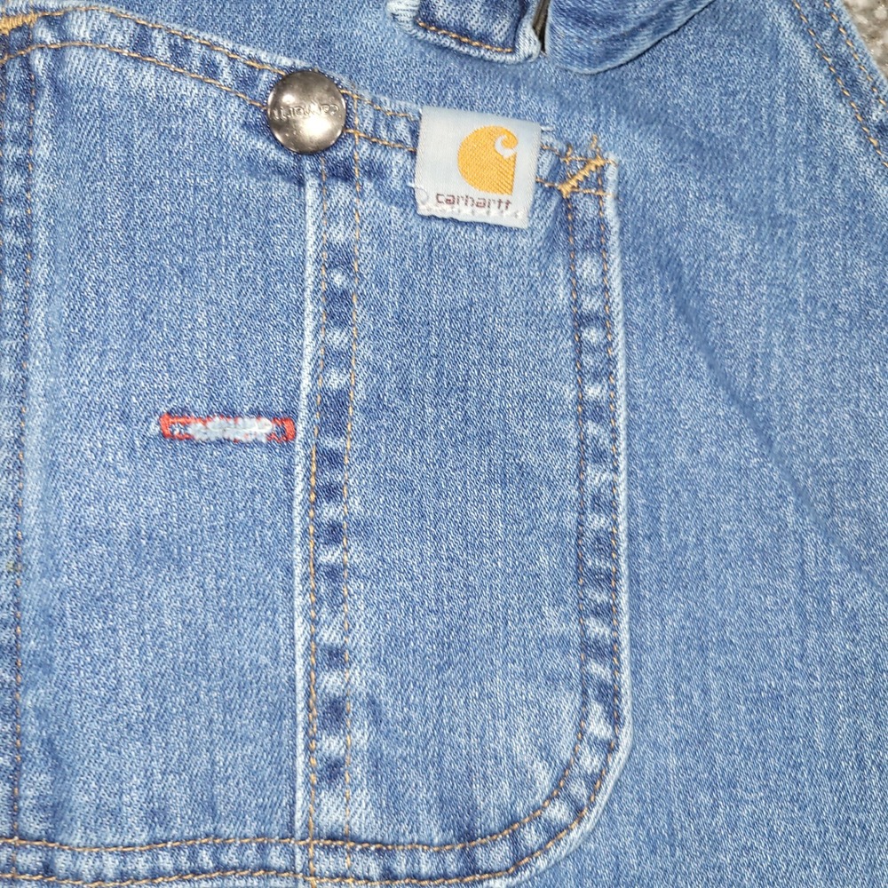 Carhartt Womens Denim Bib Overalls Light Wash Blue Stretch WR008 FBI XL 16/18 - Picture 4 of 16